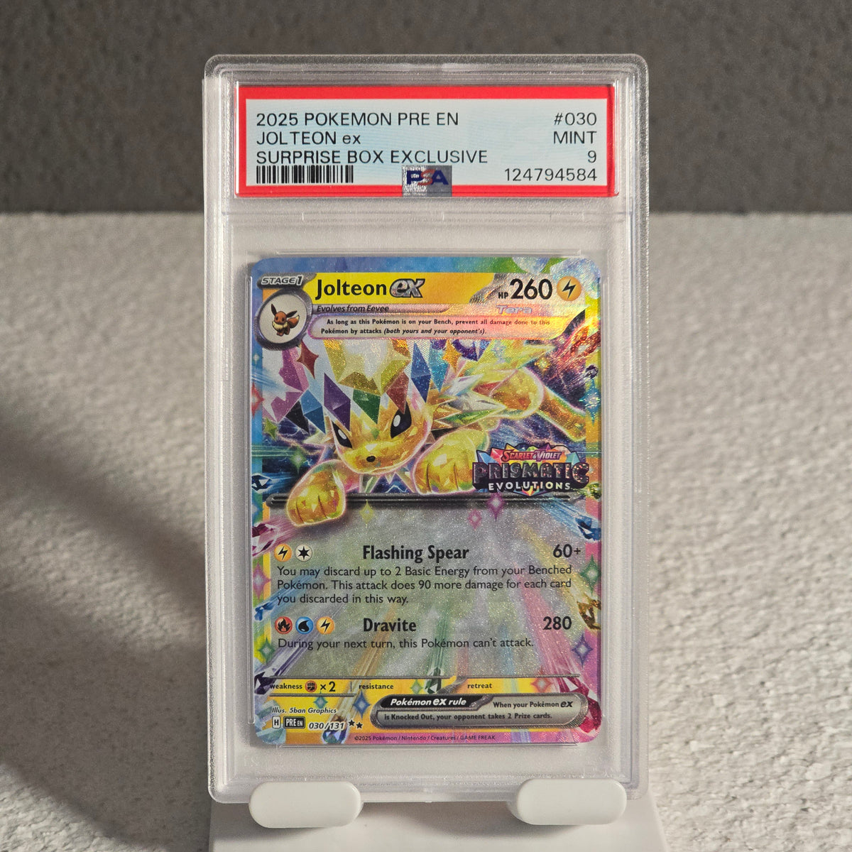 Jolteon ex (Stamped Promo) 030/131 Prismatic Evolutions PSA 9 MINT 124794584