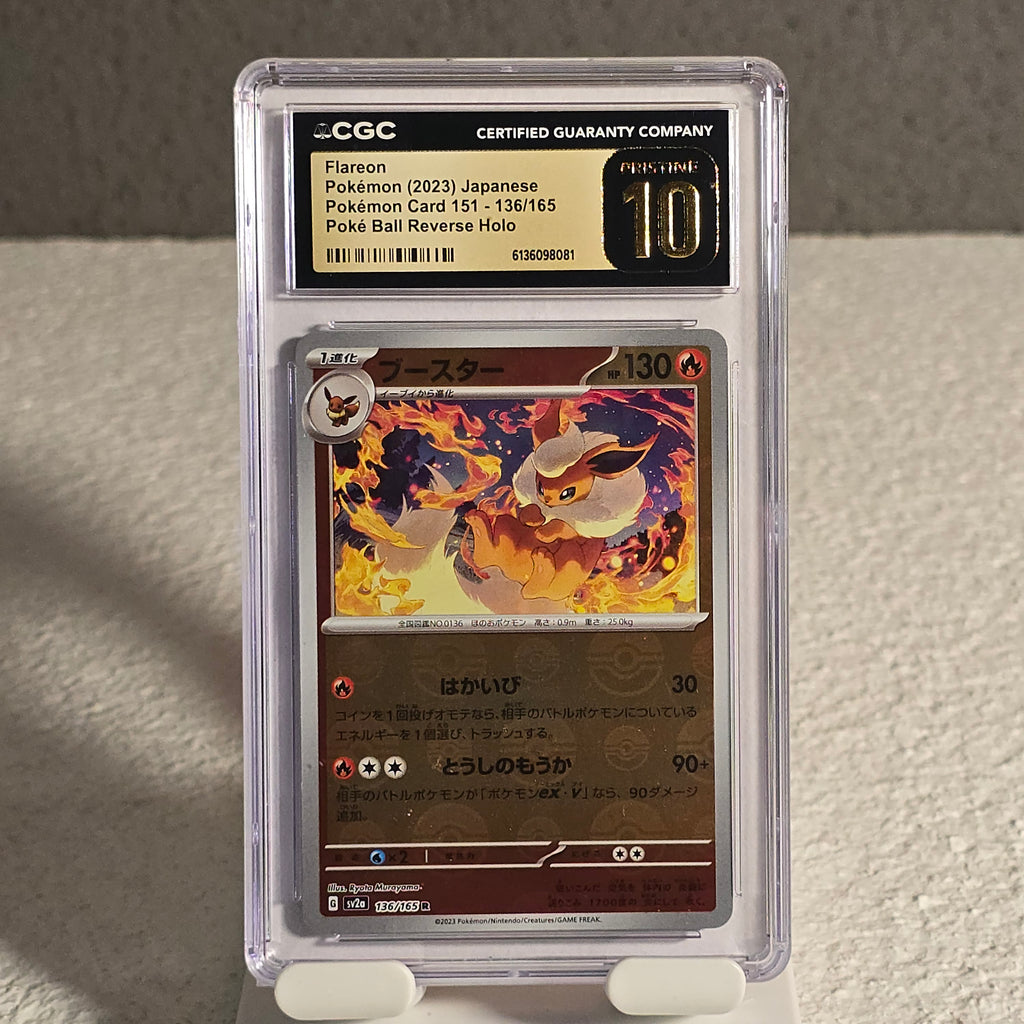 Flareon 136/165 Pokémon Card 151 CGC Pristine 10 (Poke Ball Reverse Holo) 6136098081