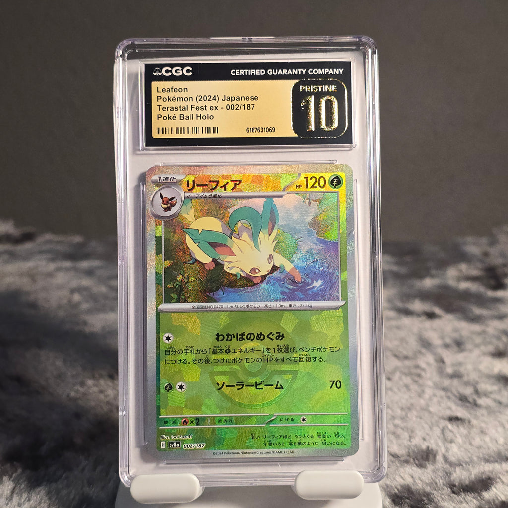 Leafeon (Poke Ball) 002/187 Terastal Festival ex CGC 10 Pristine 6167631069