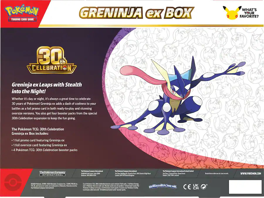 Pokemon TCG: 30th Celebrations ex Box Sylveon or Greninja [Pre Order]